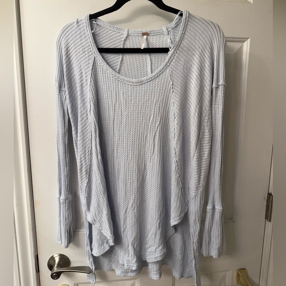 Free People Tops - Light Blue Ribbed Knit Top; super soft!